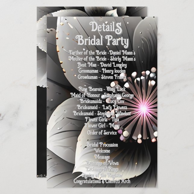Timeless Elegance: Black & Silver Blossom Wedding  (Front/Back)