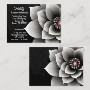 Timeless Elegance: Black & Silver Blossom Wedding Enclosure Card