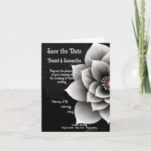 Timeless Elegance: Black & Silver Blossom Wedding  Invitation