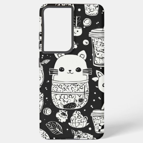 Timeless Elegance Black  White Design Samsung Galaxy S21 Ultra Case