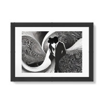 Timeless Elegance Black & White Silhouette Couple