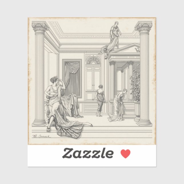 Timeless Elegance: Black & White Traditional Paint Sticker (Sheet)