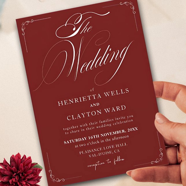 Timeless Elegance Burgundy and White Wedding  Invitation (Creator Uploaded)