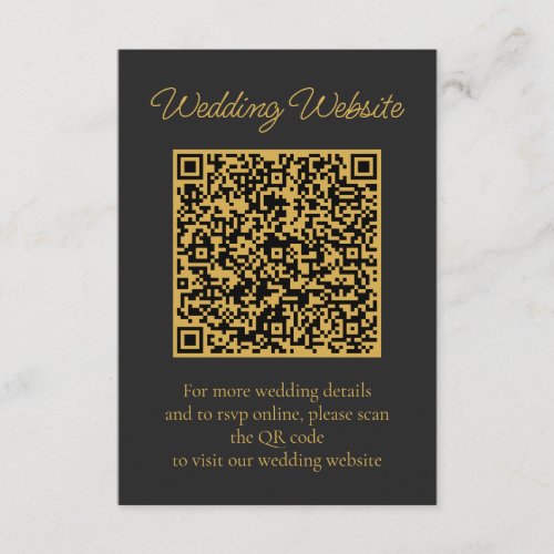 Timeless Elegance Charcoal Black Gold QR Code Enclosure Card