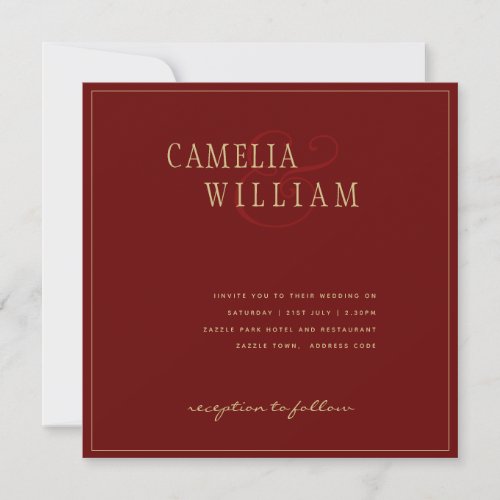 Timeless Elegance Classic Burgundy Gold Wedding In Invitation