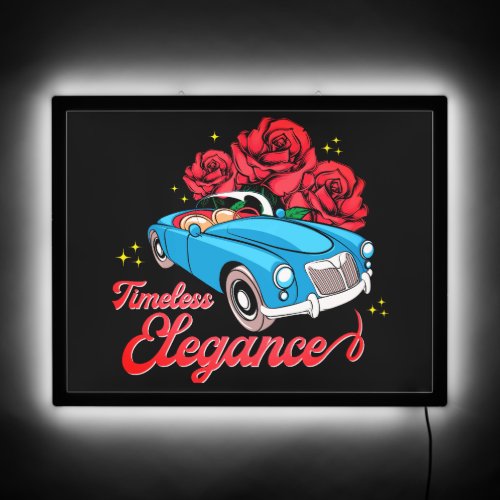 Timeless Elegance Classic Car Red Roses LED Sign