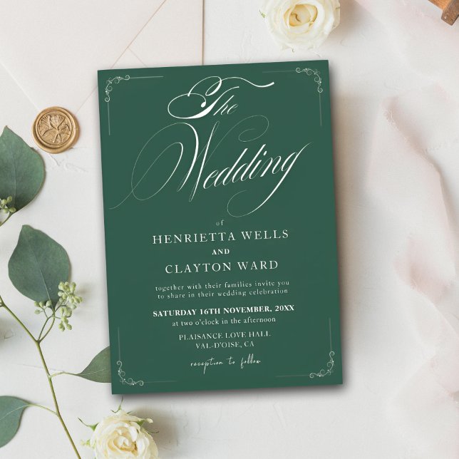 Timeless Elegance Emerald Green Wedding  Invitation (Creator Uploaded)