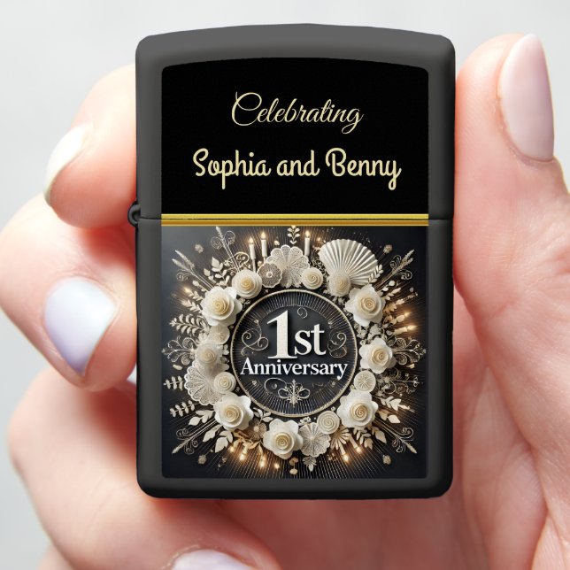Timeless Elegance for First Anniversary Zippo Lighter (In Hand)