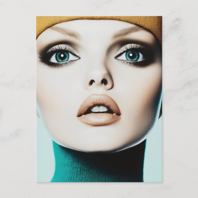 Timeless Elegance: Iconic 1960s Model Portrait Postcard (Front)