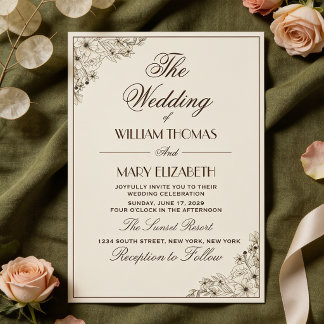 Timeless Elegance Minimalist Floral Wedding Suite Invitation