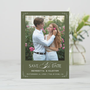 Timeless Elegance Olive Green Save The Date