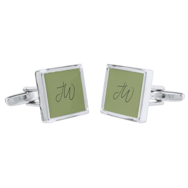 Timeless Elegance Personalized Initials Cuff Links (Angled)