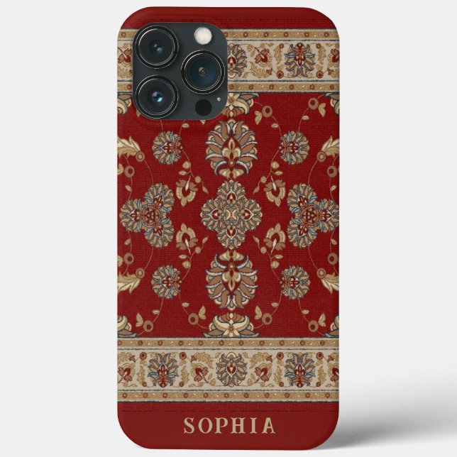 Timeless Elegance Red Beige Classic Fabric Name Case-Mate iPhone Case (Back)