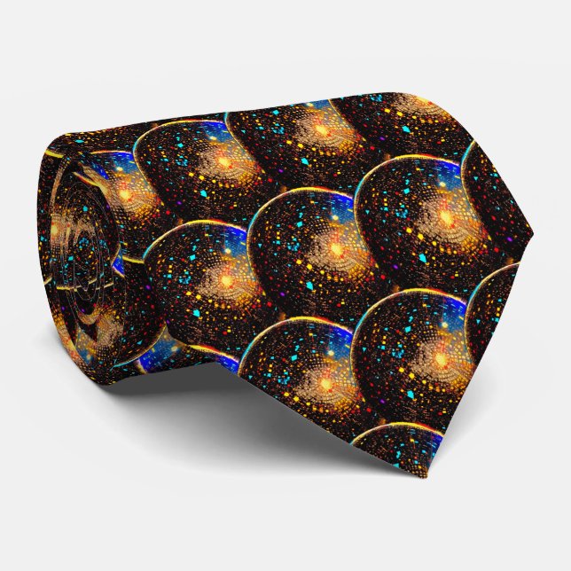 Timeless Elegance: Retro Disco Ball Neck Tie (Rolled)