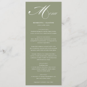Timeless Elegance Sage Green Wedding Menu