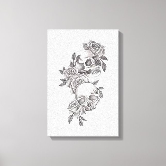 "Timeless Elegance: Skulls & Roses" Canvas Print (Front)