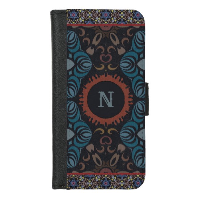 Timeless Elegance Traditional Fabric Monogram iPhone Wallet Case (Front)