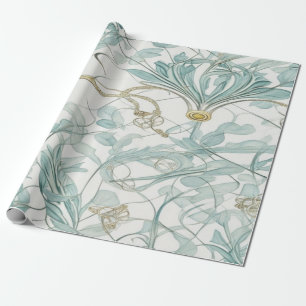 Timeless Elegance: Vintage Blue and Beige Pattern Wrapping Paper