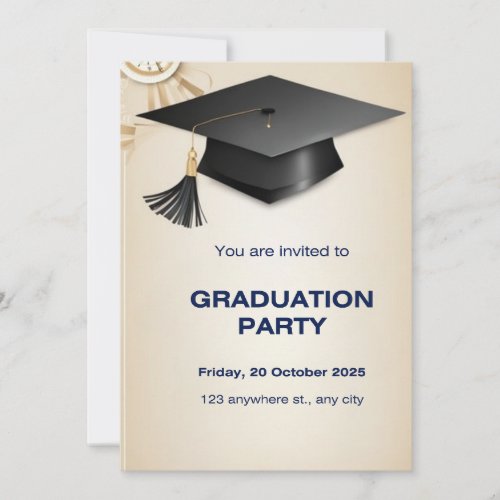 Timeless Elegance Vintage Graduation Cap  Invitation