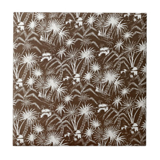 Timeless Elegance - Vintage White Palm Trees Ceramic Tile