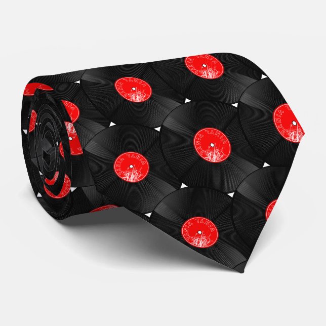 Timeless Elegance: Vinyl Record Neck Tie (Rolled)