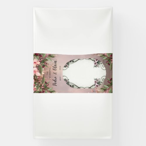 Timeless Elegance White Marble Flower Wedding  Banner