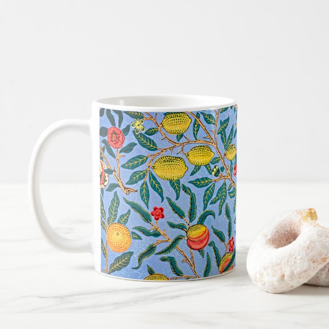 Timeless Elegance: William Morris's Four Fruits Coffee Mug (With Donut)