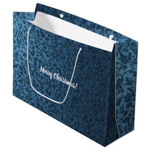 Timeless Elegant Blue Floral Victorian Christmas Large Gift Bag