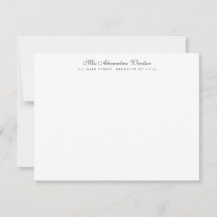 Timeless Elegant Classic Border Name Address Black Note Card