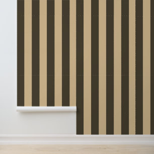 Timeless Elegant Dark Brown Beige Stripes Wallpaper