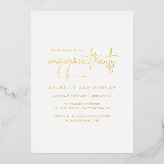 Timeless Elegant Engagement Party Foil Invitation (Front)
