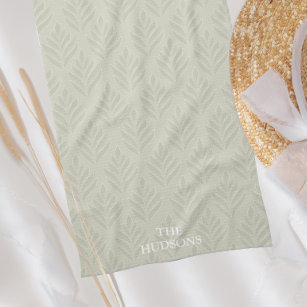 Timeless Elegant Olive Green Botanical Custom Kitchen Towel