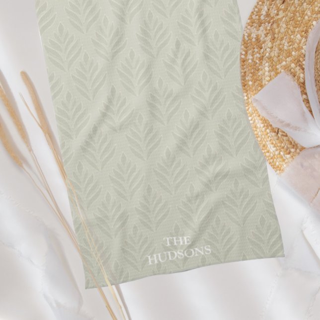 Timeless Elegant Olive Green Botanical Custom Kitchen Towel (Creator Uploaded)