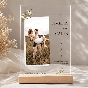 Timeless Elegant Photo Botanical Wedding Acrylic Invitations