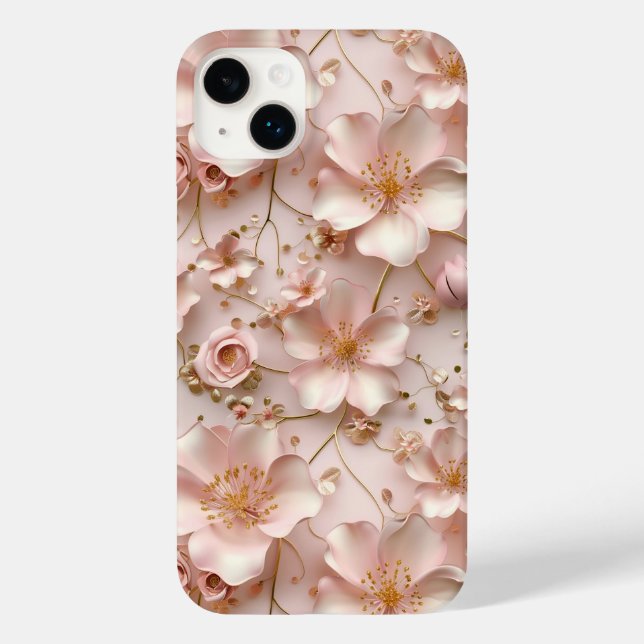 Timeless  Elegant Soft Pink Floral Pattern Case-Mate iPhone Case (Back)