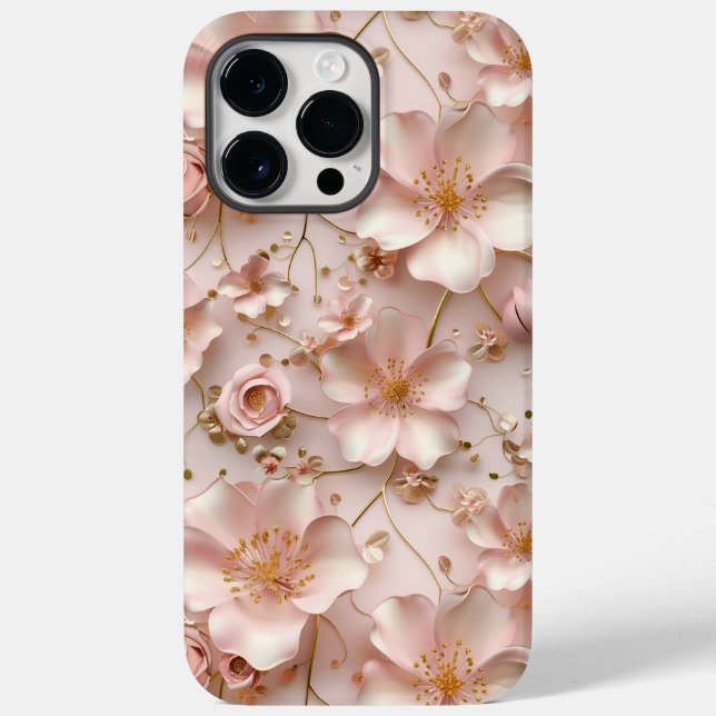 Timeless  Elegant Soft Pink Floral Pattern Case-Mate iPhone Case (Back)