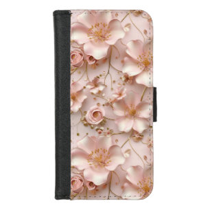 Timeless Elegant Soft Pink Floral Pattern iPhone 8/7 Wallet Case