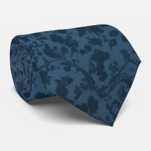 Timeless Elegant Stylish Blue Floral Victorian Neck Tie