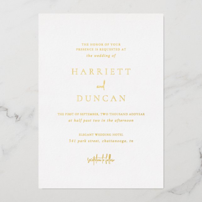 Timeless Elegant Wedding Foil Invitation (Front)