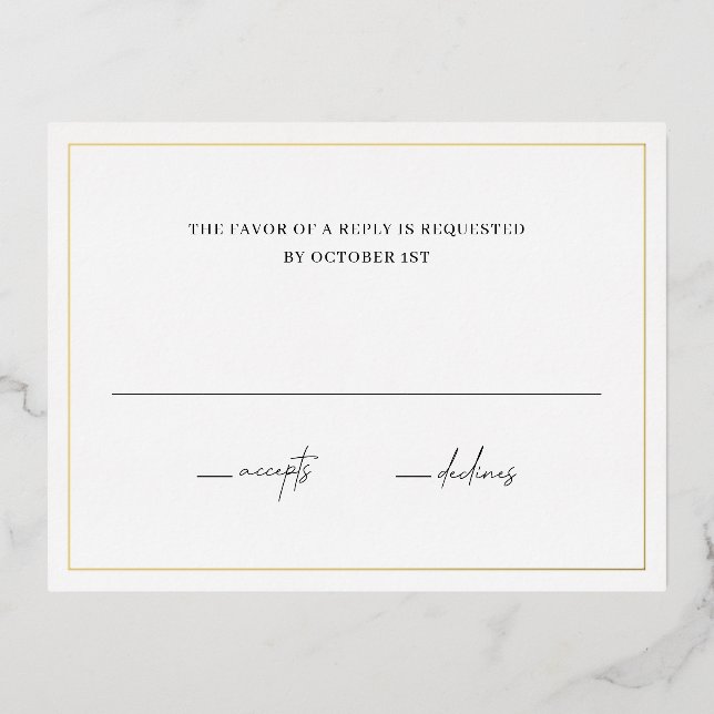 Timeless Elegant Wedding Foil RSVP Card (Front)