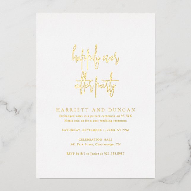 Timeless Elegant Wedding Reception Foil Invitation (Front)