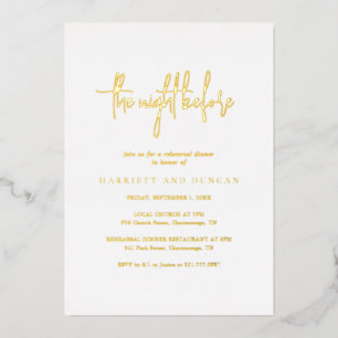Timeless Elegant Wedding Rehearsal Dinner Foil Invitation