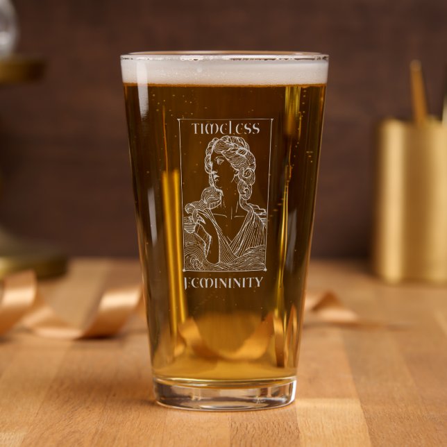 “Timeless Femininity”  Elegant Etched Pint Glass (Party)