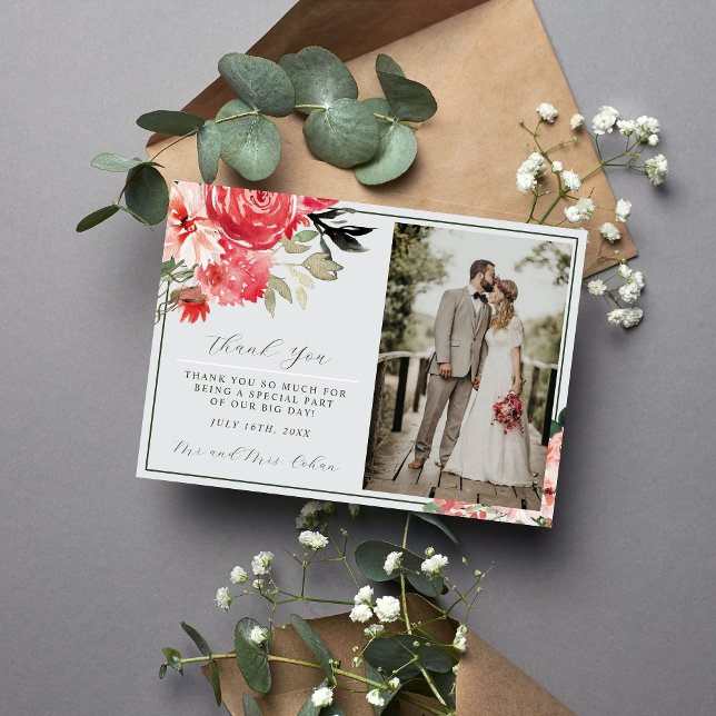 Timeless Floral Blush Red Greenery Classic Wedding Save The Date (Creator Uploaded)