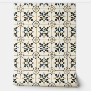 Timeless Floral Charm Petite - Black and Gold Wallpaper