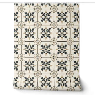 Timeless Floral Charm Petite - Black and Gold Wallpaper