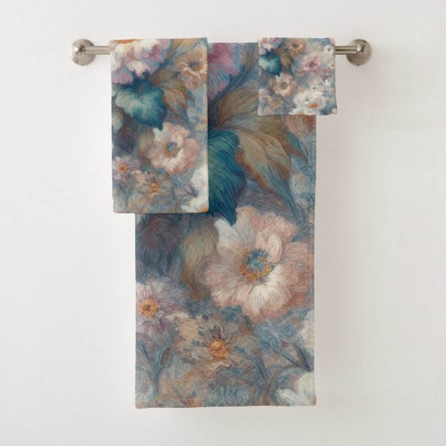 Timeless Floral Elegance: Classic Blooms  Bath Towel Set (Insitu)