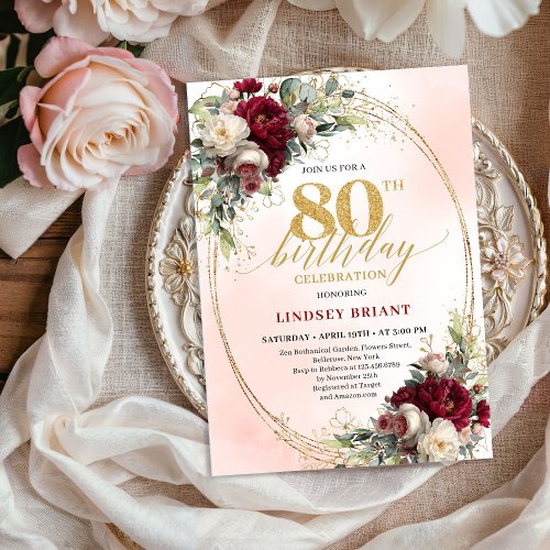 Timeless Floral Gold 80th Birthday Celebration 