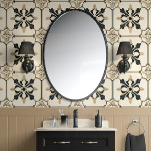 Timeless Floral Motif - Black & Gold - Traditional Wallpaper