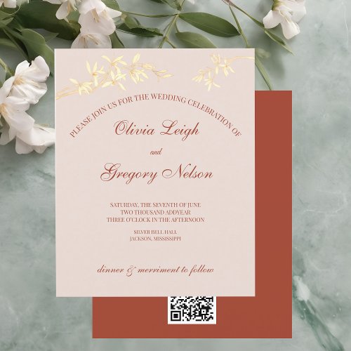 Timeless floral rustic  Budget Wedding Invitation